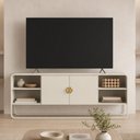 Ver imagem 3 de Rack para Sala de Estar TV 55 pol Industrial Orgânico Alek A03 Off White - Lyam Decor