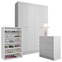 Ver imagem 1 de Cômoda e Guarda Roupa Louise e Sapateira Laís Branco Brilho - Ajl