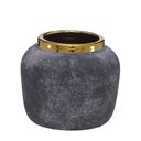 Ver imagem 1 de Vaso em Cerâmica Cinza Marmorizado com Borda Dourada 16cm