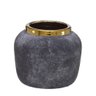 Vaso em Cerâmica Cinza Marmorizado com Borda Dourada 16cm - 1