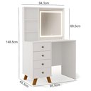Ver imagem 2 de Penteadeira Camarim Zara Branco com Espelho Touch – Luapa Móveis