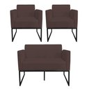 Ver imagem 1 de Kit 1 Namoradeira e 2 Poltronas Marisa Suede Preto Marrom