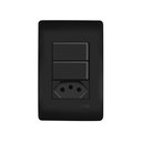 Ver imagem 1 de Interruptor Simples Duplo e Tomada 2p+t 20a Fame Habitat Black com Placa 4x2 Preto