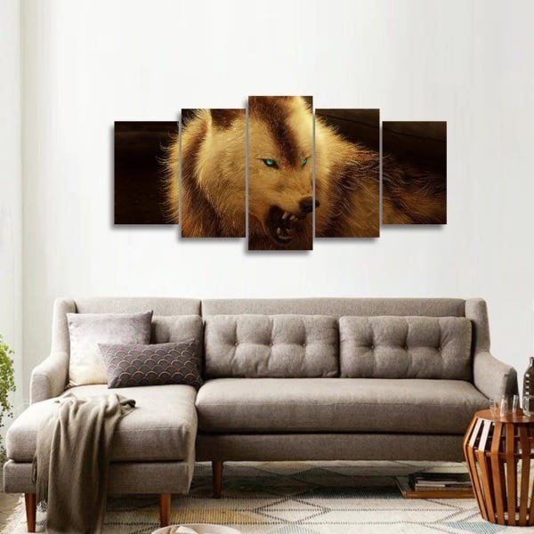 Quadro Lobo Artístico Animais Para Sala Quarto Mosaico - 4