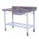 Ver imagem 1 de Mesa Tampo Inox 1,50mt com Cuba 50x40x20cm Estrutura e Grade Pintada 552gr - Benfati