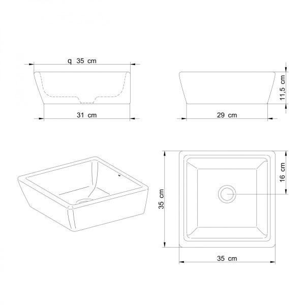 Cuba de Apoio Capri 11,5cmx35cmx35cm Japi - 3