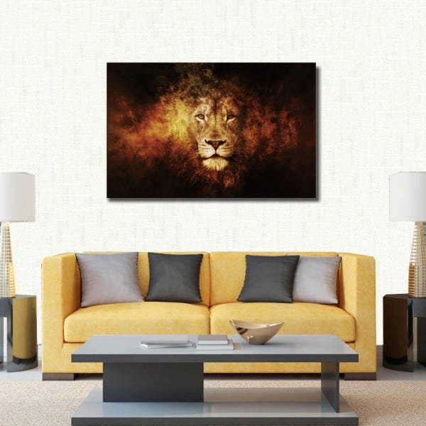 Quadro Decorativo Leão Morderno - Tela em Tecido Canvas - 1