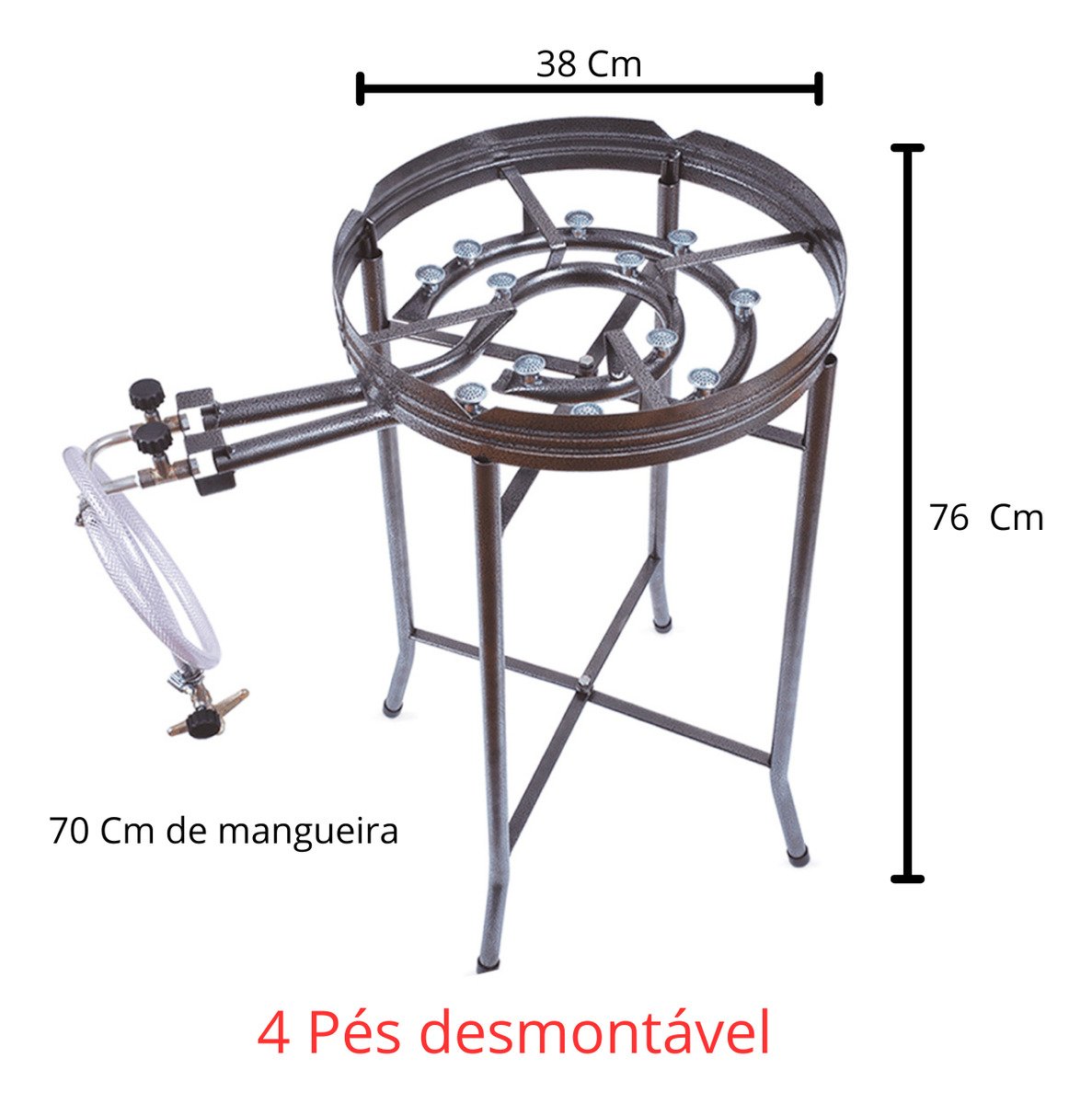 Disco de Arodo 45 Cm Fogareiro 12 Bocas Tampa Garfo Pegador - 2