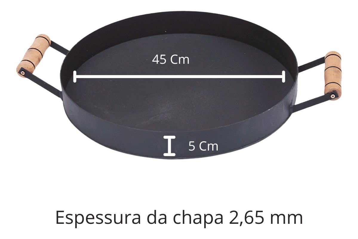 Disco de Arodo 45 Cm Fogareiro 12 Bocas Tampa Garfo Pegador - 6