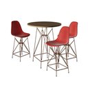 Ver imagem 1 de Jogo Mesa Bistrô Eames Tampo Amêndoa 60Cm 3 Banquetas Vermelha Base Ferro Cobre - Cor: Amendoa