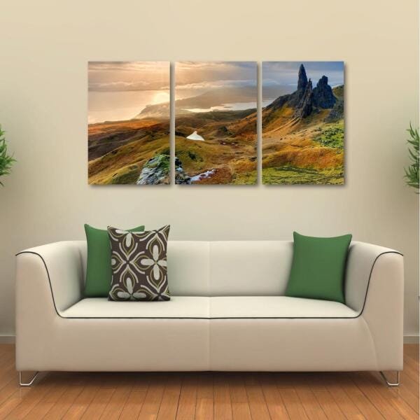 Quadro Paisagem decorativo Natureza em Tecido 3 Peças - 1