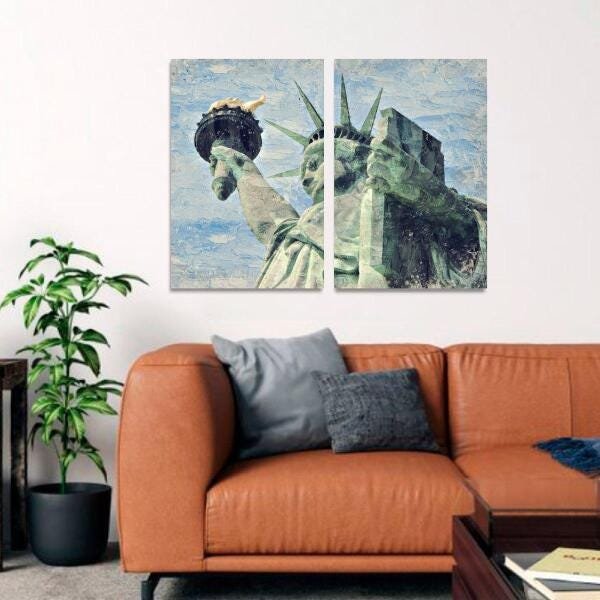 Quadro Estátua da Liberdade New York Arte Jogo 2 Peças - 4