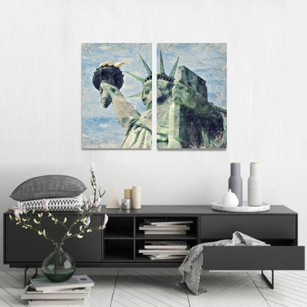 Quadro Estátua da Liberdade New York Arte Jogo 2 Peças - 5