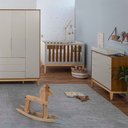 Ver imagem 1 de Kit Quarto Infantil com Pés Square Natural - Cômoda Elfe 4 Gavetas + Guarda-Roupa Elfe + Berço Mini