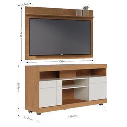 Rack Bancada Ambiente Yara e Painel para Tv Maia Freijó Off White – Colibri - 5