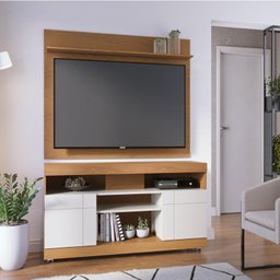Rack Bancada Ambiente Yara e Painel para Tv Maia Freijó Off White – Colibri - 1