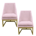 Ver imagem 1 de Kit 02 Cadeiras para Sala de Jantar Ana Base de Ferro Suede Rosa Bebê - D'classe Decor