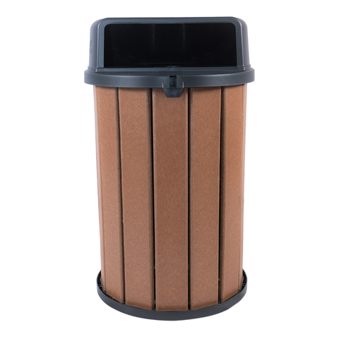 Lixeira Mbs Ecológica Madeira Plástica 100L Coleta Seletiva:Marrom Ipê/Tempa Preto