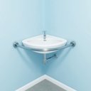 Ver imagem 3 de Barra de proteção para lavatório de canto em aço inox - Barracerta