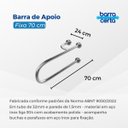 Ver imagem 4 de Barra de apoio fixa para vaso sanitário 70 cm em aço inox lado esquerdo - Barracerta