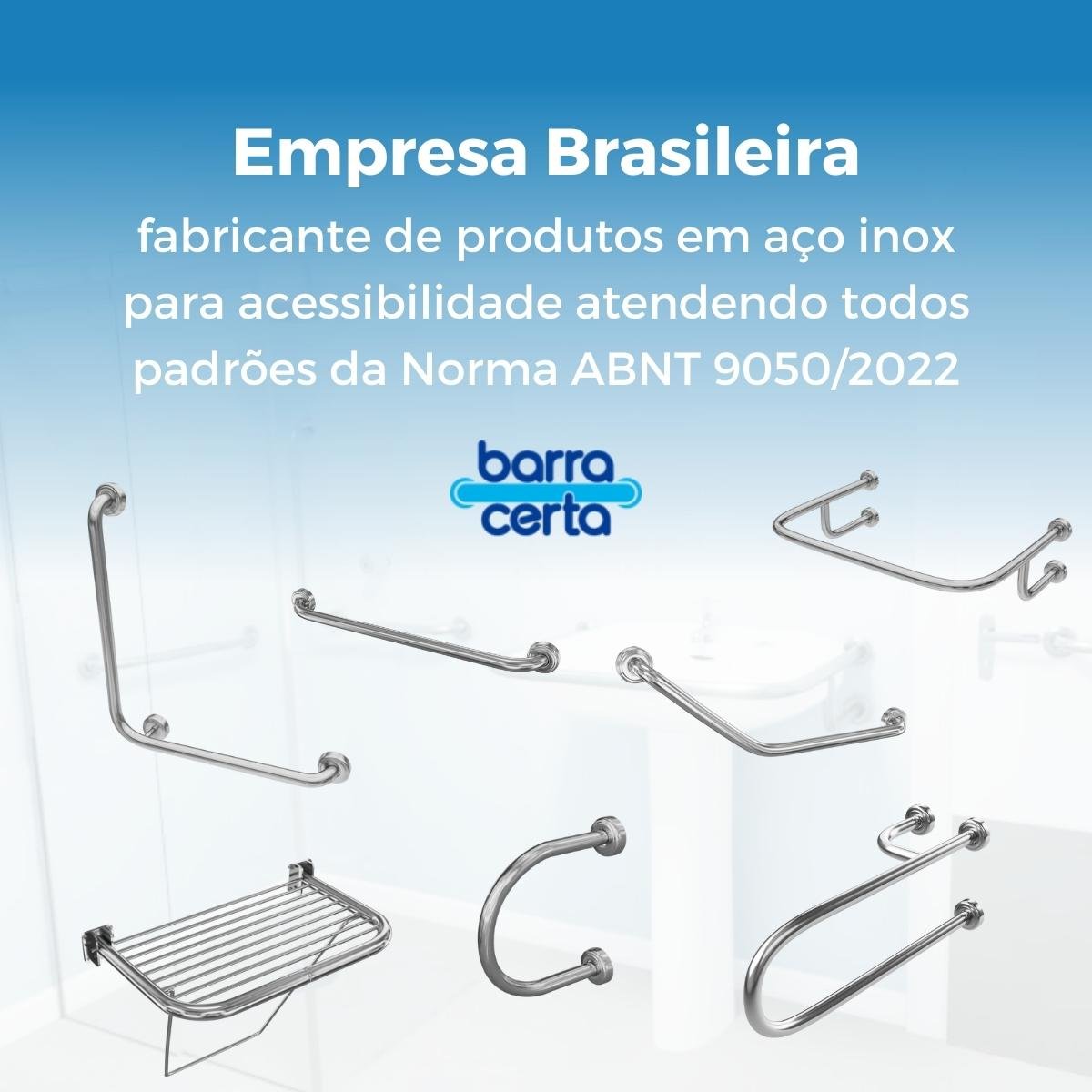 Barra de apoio Fixa para vaso sanitário 70 cm em aço inox lado direito - Barracerta - 5