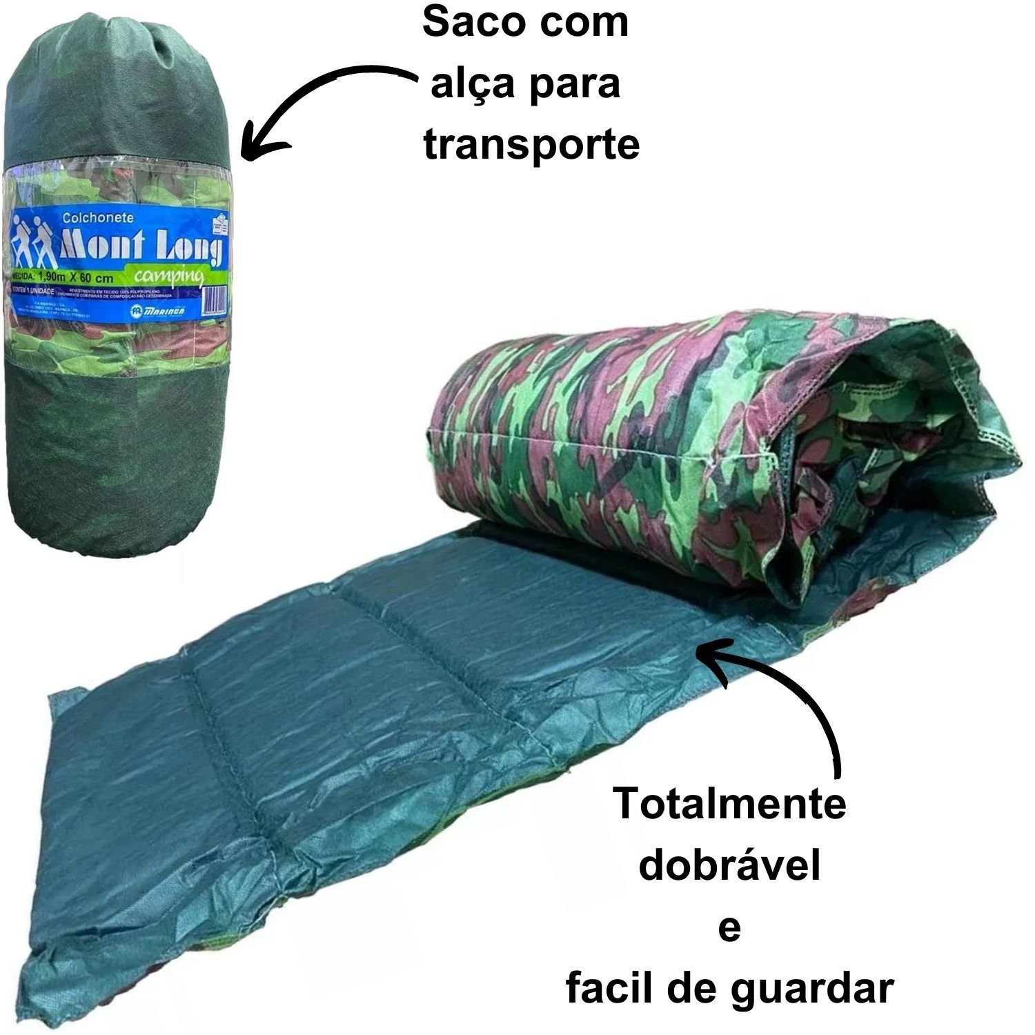 Colchonete Camping Dobrável Mont Long+bag Transporte Tamanho:solteiro 60x190cm - 3