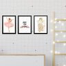 Kit 3 Quadros Infantis Bailarina - Amor 24x18cm:madeira Branca - 2