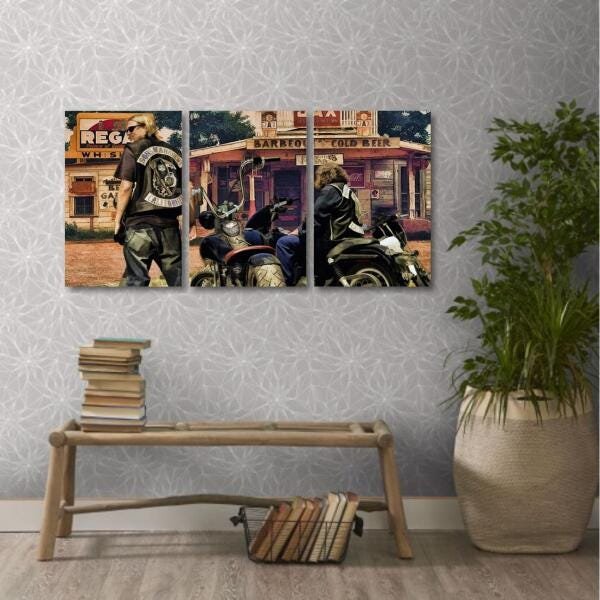 Quadro decorativo Sons of Anarchy Artístico Tecido 3 peças - 3