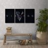 Quadro decorativo Mapa Vikings Interiores em Tecido 3 Peças - 1