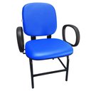 Ver imagem 1 de Cadeira Reforçada Plus Size 180 Kg com Apoio de Braço Anatômica Courvin Azul