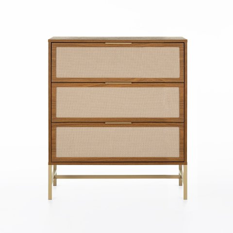 Cômoda Square 3 Gavetas 80 Cm X 45 Cm Louro Freijó - Telinha Rattan