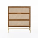 Ver imagem 1 de Cômoda Square para Quarto 3 Gavetas Pés de Metal 80cm Telinha Rattan Louro Freijó Casavee