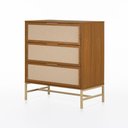 Ver imagem 3 de Cômoda Square para Quarto 3 Gavetas Pés de Metal 80cm Telinha Rattan Louro Freijó Casavee