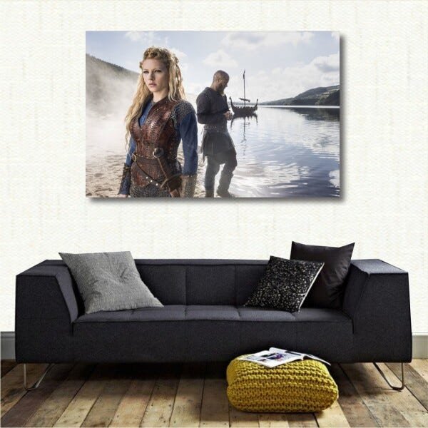 Quadro decorativo Vikings Ragnar e Lagertha Tela em Tecido - 3