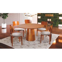 Sala de Jantar Miami 1,20m Redonda com 4 Cadeiras Arredondadas - Sala Nobre - 1 Sala de Jantar Miami 1,20m Redonda com 4 Cadeiras Arredondadas - Sala Nobre - 1