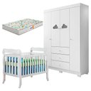 Ver imagem 1 de Berço Americano Lila e Guarda Roupa Infantil Ane Branco Brilho com Colchão Gazin – Phoenix Baby