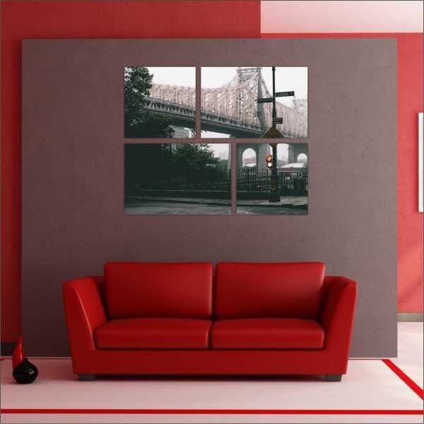 Quadro Cidade Ponte New York Com Moldura 4 Peças - 5