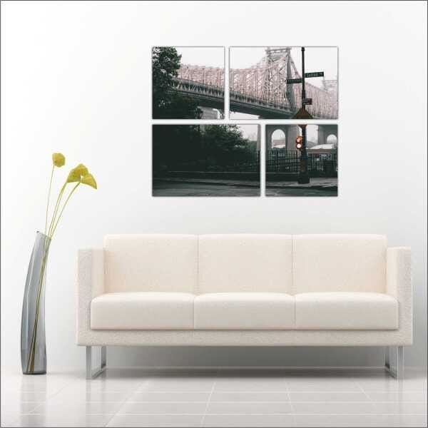 Quadro Cidade Ponte New York Com Moldura 4 Peças - 2