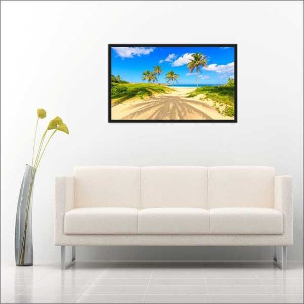 Quadro Paisagens Praia Coqueiros Mar Com Moldura Decorar - 1