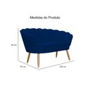 Ver imagem 2 de Kit Namoradeira + 2 Poltronas Decorativa Pétala Suede Azul Marinho Pés Madeira Ms Decor