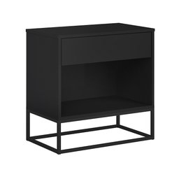Mesa de Cabeceira Preta Base de Ferro Preto - 2