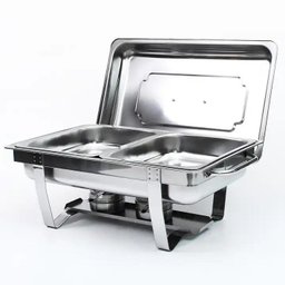 Rechaud Rm Retangular em Aço Inox Banho 2 Cubas e Fogareiro - 1