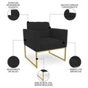 Ver mais imagens de Sofá Namoradeira e 1 Poltrona Base Industrial Dourado Ana Veludo Preto - Ibiza