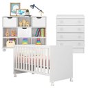 Ver imagem 1 de Berço Americano Doce Sonho 100 com Rodízios e Cômoda 103 com Nicho Organizador 3 Gavetas Branco