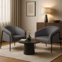 Ver imagem 1 de Poltrona Sala Decorativa Kit 2 Stella Base Alta Tubo Preto Sintético D03 - D’Rossi