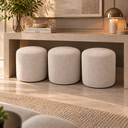 Ver imagem 1 de Kit 03 Puff Perse 36cm Redondo Decorativo Sala Quarto Tecido Bouclé