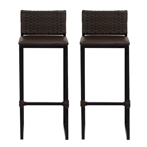 Kit 2 Bancos Quadrado Junco Argila para Bancada Alta Cozinha Área Gourmet Bistrô Piscina Bar