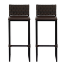 Ver imagem 1 de Kit 2 Bancos Quadrado Junco Argila para Bancada Alta Cozinha Área Gourmet Bistrô Piscina Bar