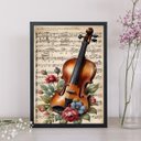 Ver imagem 1 de Quadro Vintage Violino com Flores 24x18cm:moldura Branca