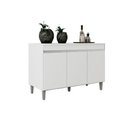Ver imagem 1 de Balcão Gabinete Manu 120cm 3 Portas - com Tampo - Branco